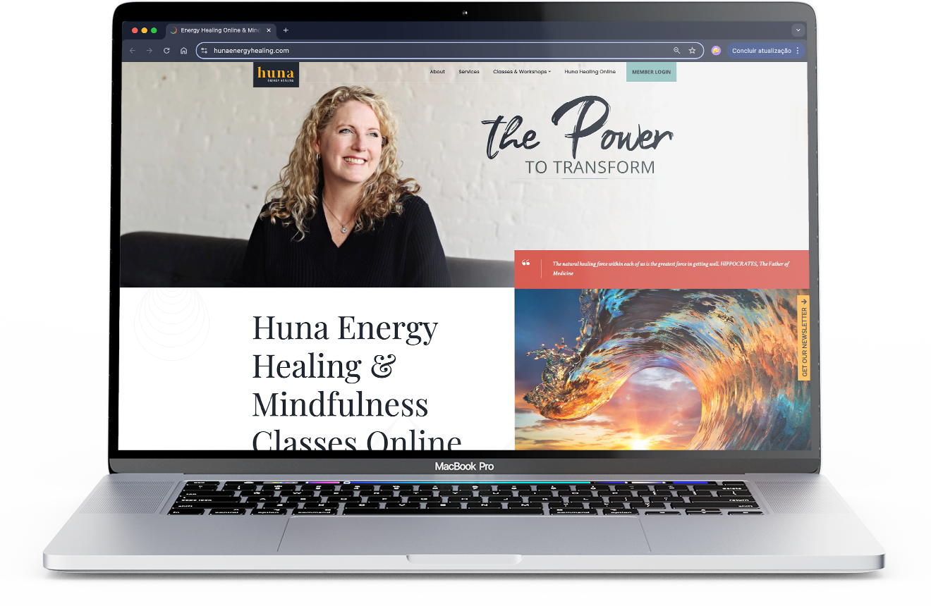 header Huna Energy on a Laptop